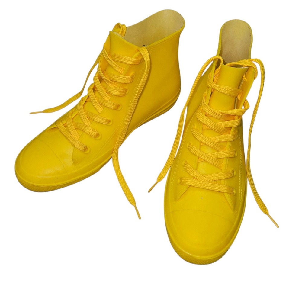 Unbranded Modern High Top Sneaker Style Rain Boots Yellow Sz US 11 EU 42